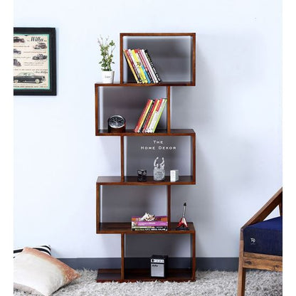 Zag Bookcase Walnut - The Home Dekor