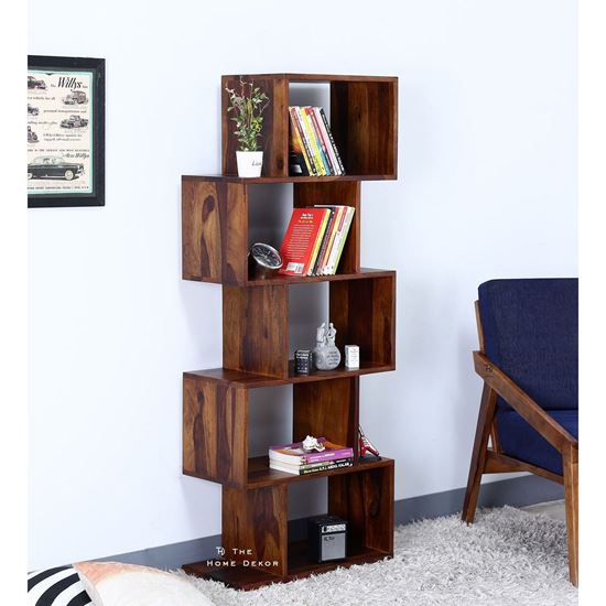 Zag Bookcase Walnut - The Home Dekor