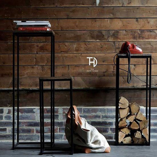 Polo Stools set 3 Pcs Frame Metal & Top Wooden - The Home Dekor