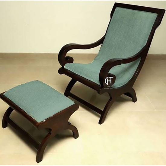 Rambo Relax Chair with Stool Green