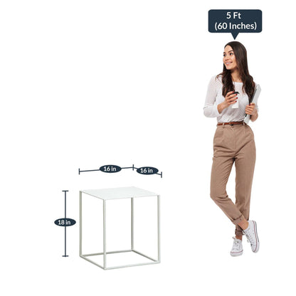 Cuber Iron End Table White - The Home Dekor