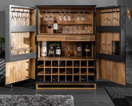 Wave Bar Cabinet Black - The Home Dekor
